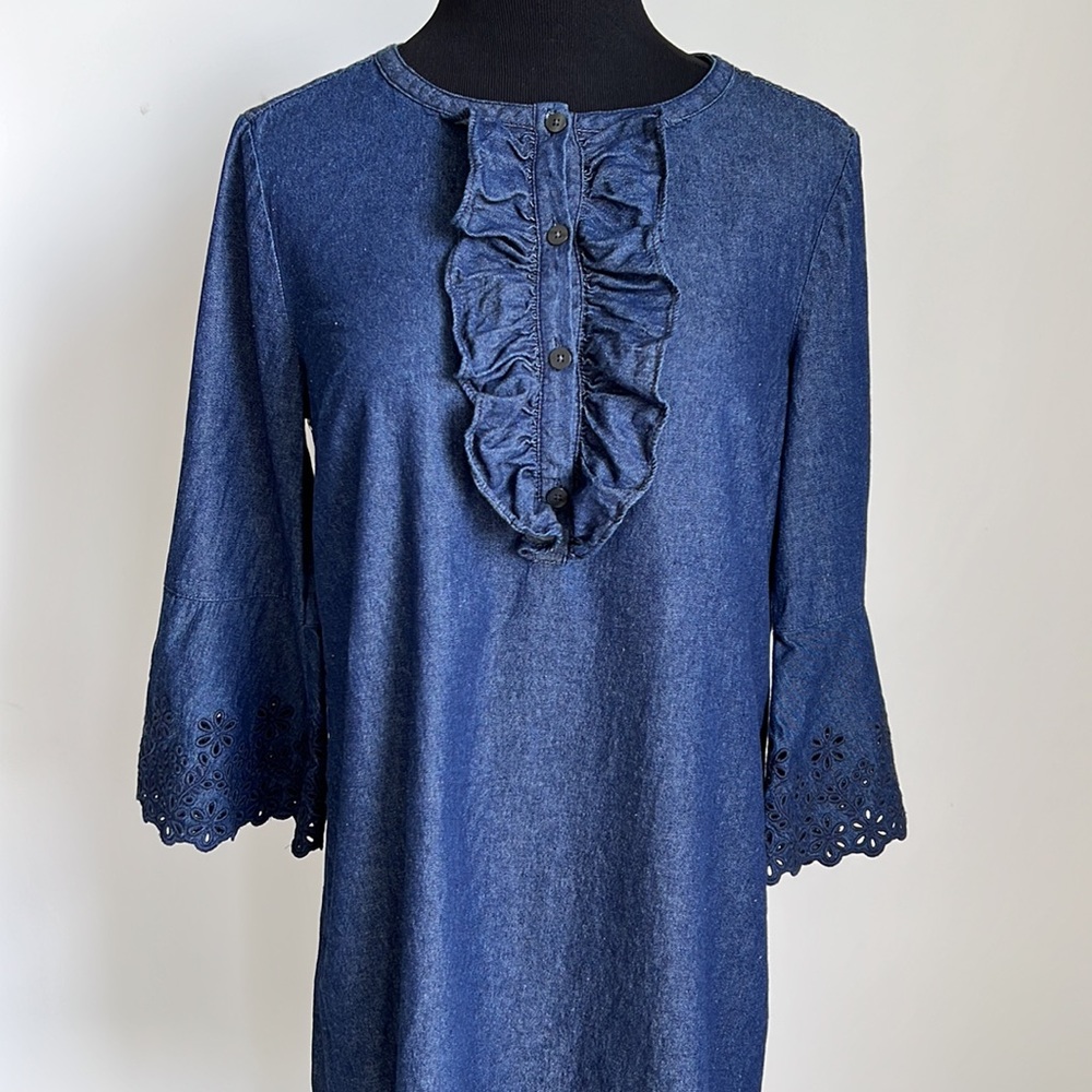 Draper James Chambray Ruffle Shift Dress